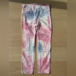 GUESS Skinny Ankle Jeans Sz 32 Pink Blue Marble Wash BNWOT Y2K Summer